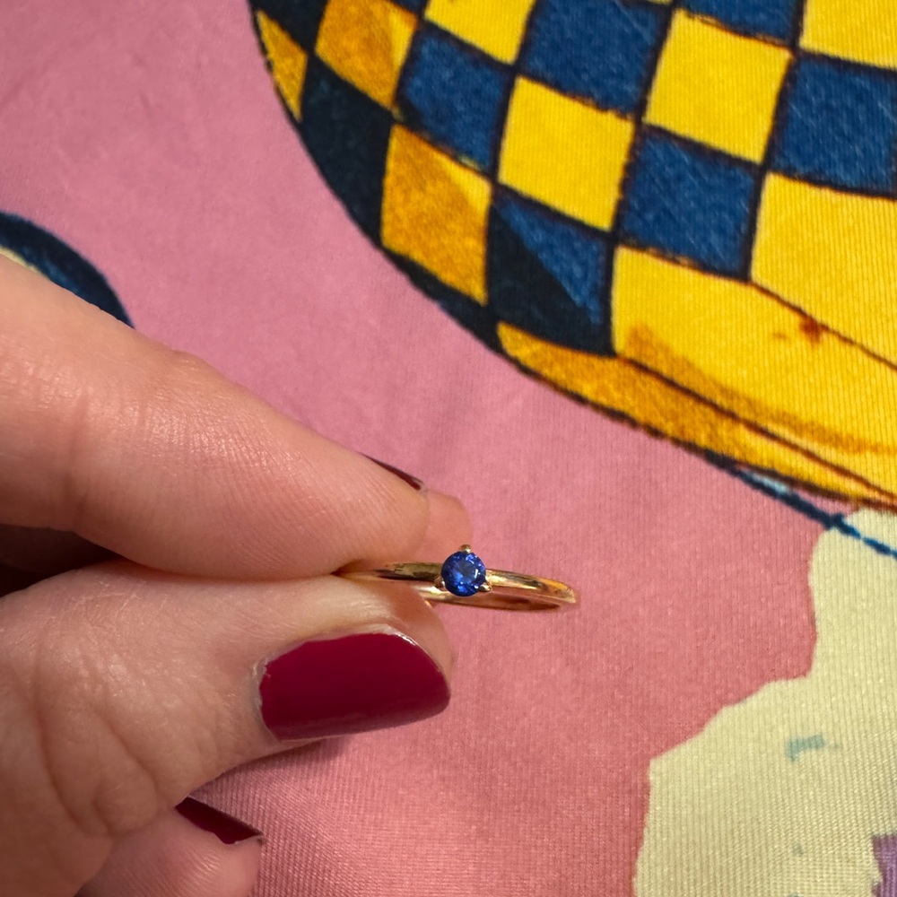 Pandora Rose Gold Ring with Blue Gemstone